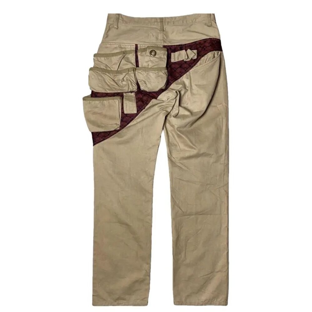 KMRii Japan 2000's Gemstone 3D Asymmetric 8 Pockets Cargo Pants, Tan, 31US - Picture 2 of 13